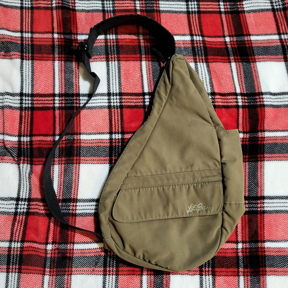 Vintage LL Bean Hiking Camping Adjustable Brown Cloth Shoulder / Crossbody Bag